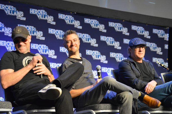 Michael Rooker (Yondu Udonta), Sean Gunn (Kraglin), Gregg Henry (Peter Quill's grandfather) of Guardians of the Galaxy.